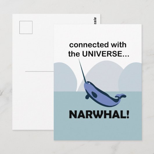Carte Postale Narwal Connecté À L'Univers Drôle (Devant / Derrière)