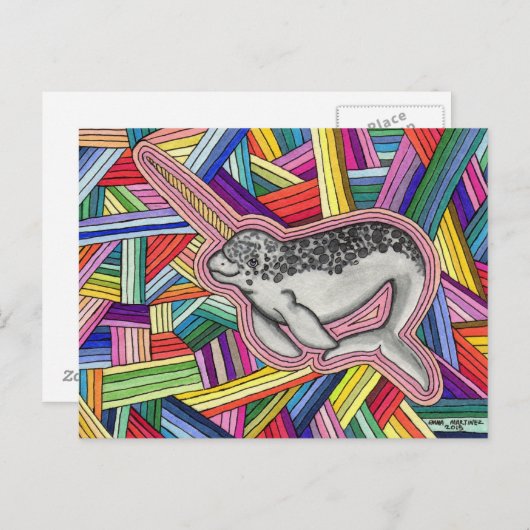 Carte Postale Narwhal (Devant / Derrière)