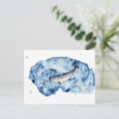 Carte Postale Narwhal dans une éclaboussure de couleur pour (Debout devant)