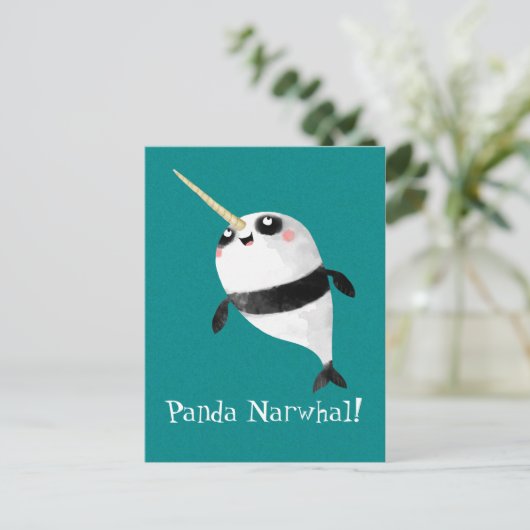 Carte Postale Narwhal et Panda en un (Debout devant)