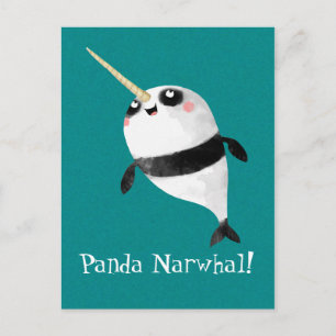 Carte Postale Narwhal et Panda en un