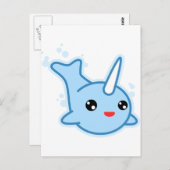 Carte Postale Narwhal Kawaii (Devant / Derrière)