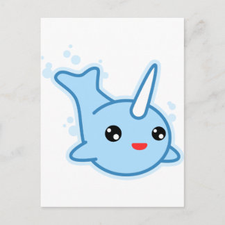 Carte Postale Narwhal Kawaii