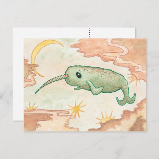 Carte Postale Narwhal & Moon (Devant / Derrière)