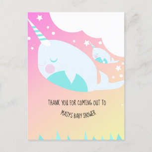 Carte Postale Narwhal Ombré Baby Shower Ombré
