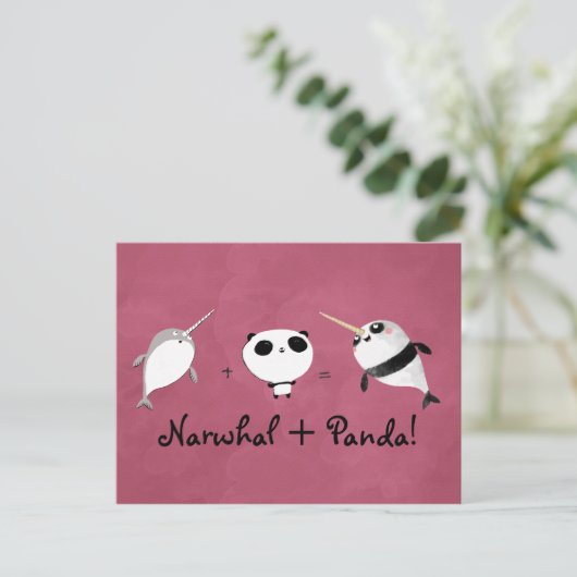 Carte Postale Narwhal plus Panda ! (Debout devant)