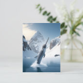 Carte Postale Narwhal sautant hors du lac (Debout devant)