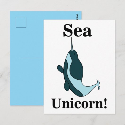 Carte Postale Narwhal Sea Unicorn Funny (Devant / Derrière)
