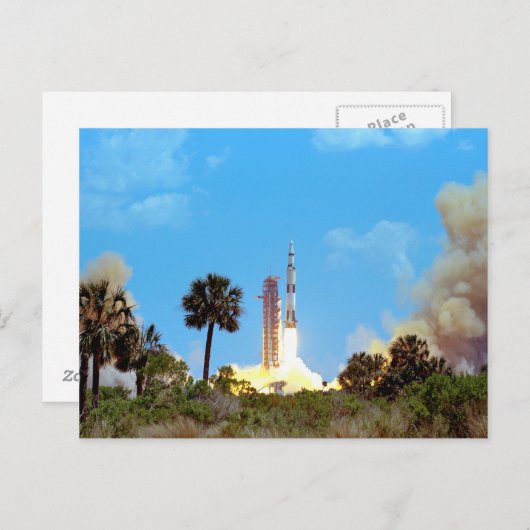 Carte Postale NASA Apollo 16 Saturn V lancement de fusée (Devant / Derrière)