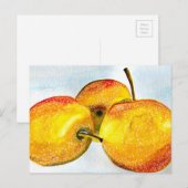 Carte Postale Nashi poires jaune aquarelle fruit (Devant / Derrière)