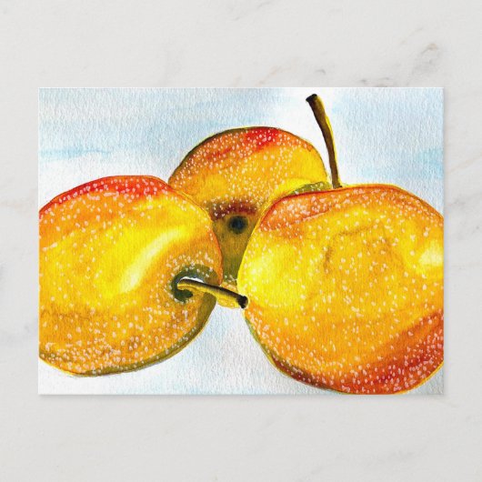 Carte Postale Nashi poires jaune aquarelle fruit (Devant)