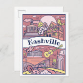 Carte postale Nashville Landmarks - rose (Devant / Derrière)