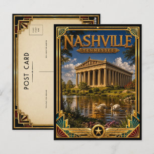 Carte Postale Nashville Tennessee Art Déco vintage de l'âge d'or