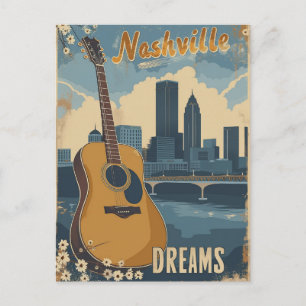 Carte Postale Nashville, Tennessee   Music City Vintage