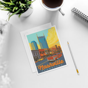 Carte Postale Nashville, Tennessee   Sunset Broadway