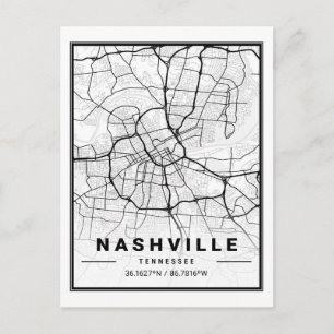 Carte Postale Nashville Tennessee USA Travel City Plan