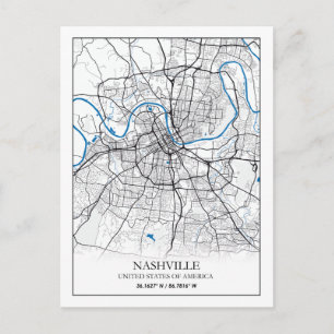 Carte Postale Nashville Tennessee USA Travel City Plan