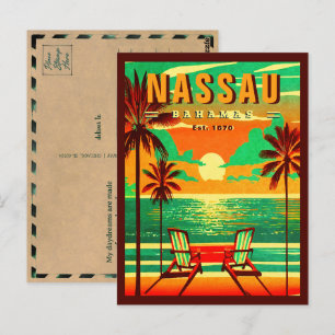 Carte Postale Nassau Bahamas Retro Seagull Souvenir 1950