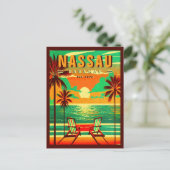 Carte Postale Nassau Bahamas Retro Seagull Souvenir 1950 (Debout devant)