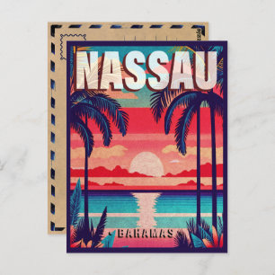 Carte Postale Nassau Bahamas Retro Sunset Souvenir 1950