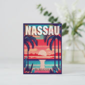 Carte Postale Nassau Bahamas Retro Sunset Souvenir 1950 (Debout devant)