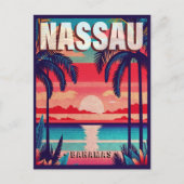 Carte Postale Nassau Bahamas Retro Sunset Souvenir 1950 (Devant)