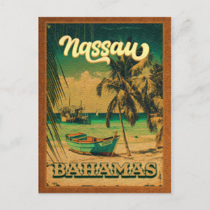 Carte Postale Nassau Palm Tree Bahamas Souvenirs Vintages 80s