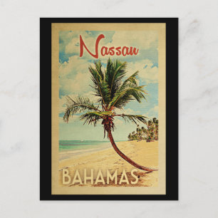 Carte postale Nassau Palm Tree Vintage voyage Baha
