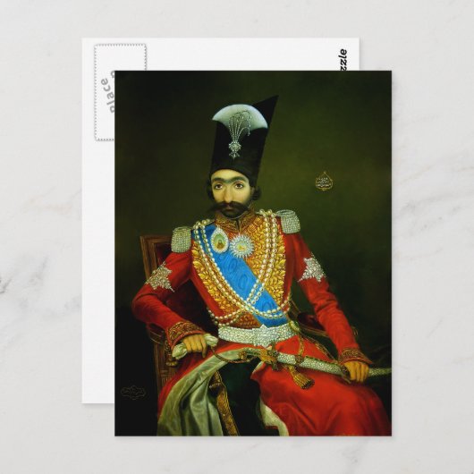 Carte Postale Nasser al-Din Shah Qajar, Shah de Perse (Devant / Derrière)