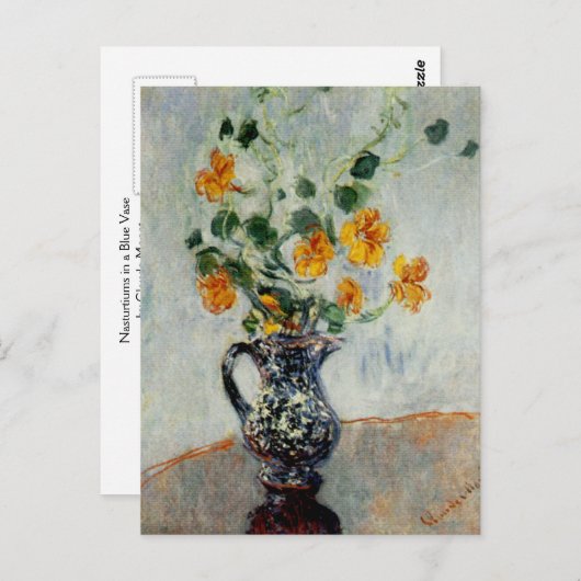 Carte Postale Nasturces dans un vase bleu par Monet (Devant / Derrière)