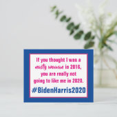 Carte Postale Nasty Woman Biden Harris 2020 Election (Debout devant)