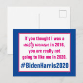 Carte Postale Nasty Woman Biden Harris 2020 Election (Devant / Derrière)