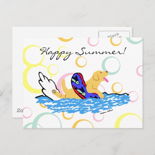 Carte Postale Natation du Labrador jaune (Devant / Derrière)