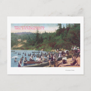 Carte Postale Natation et navigation sur la rivière russe