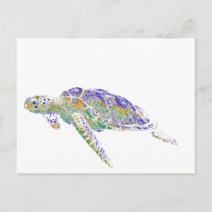 Carte Postale Natation Tortue de mer Art Moderne