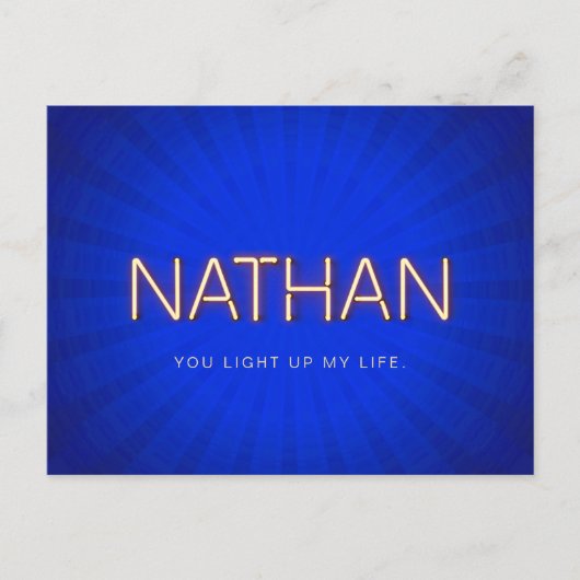 Carte Postale Nathan nom en néon lumineux (Devant)