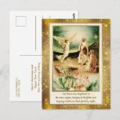 Carte Postale Nativité Bergers & Anges Noël Doré (Devant / Derrière)