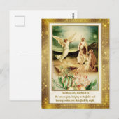 Carte Postale Nativité Bergers & Anges Noël Doré (Devant / Derrière)