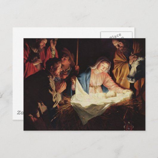 Carte Postale Nativité Gerard van Honthorst (Devant / Derrière)