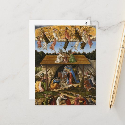 Carte Postale Nativité mystique, 1500 par Sandro Botticelli (Devant/Arrière en situation)