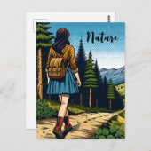 Carte Postale Nature | Femmes Randonnée sur un sentier (Devant / Derrière)