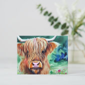 Carte Postale Nature Highland Cow aquarelle (Debout devant)