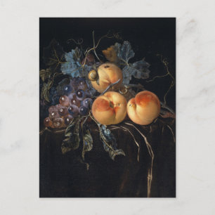 Carte Postale Nature morte aux pêches et raisins par van Aelst