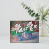 Carte Postale Nature morte avec peinture de cyclamen rose (Debout devant)