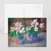Carte Postale Nature morte avec peinture de cyclamen rose (Devant / Derrière)