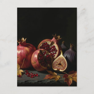 Carte Postale Nature morte de grenade et de figue, récolte d'aut