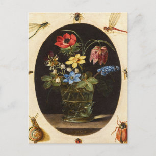 Carte Postale Nature morte Fleurs et insectes par Clara Peeters