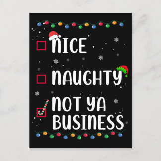 Carte Postale Naughty Nice Not Ya Business Père Noël Liste de No