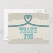 Carte Postale Nautical Beach Heart Merci de noeud (Devant / Derrière)
