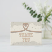 Carte Postale Nautical Beach Sand Heart Knot Merci (Debout devant)